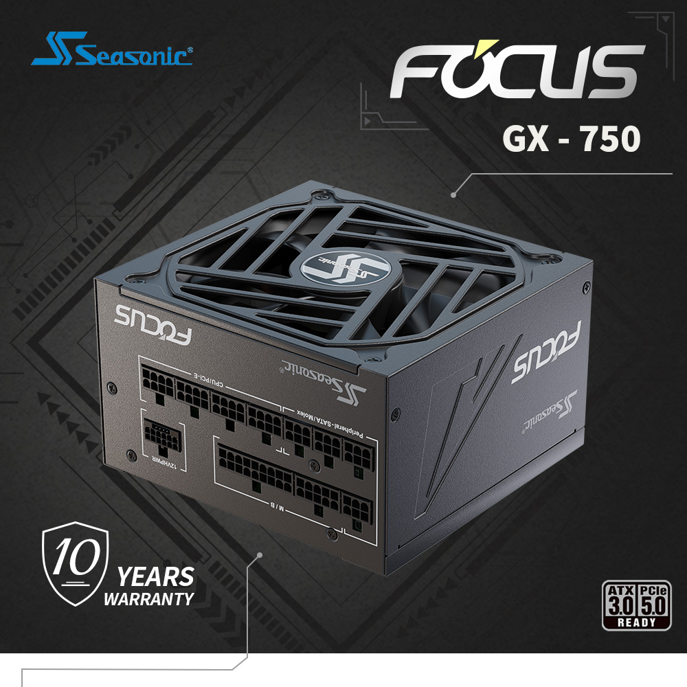 海韻 Seasonic FOCUS GX-750 ATX3.0 電源供應器 金牌/全模