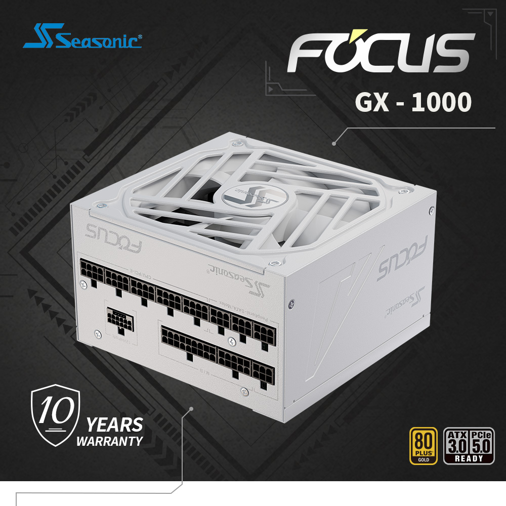 海韻 Seasonic Focus GX-850 ATX3.0 電源供應器 金牌/全模 (白)