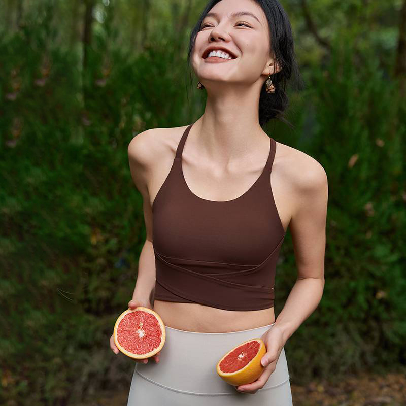 QUEEN YOGA性感綁帶運動背心(內附胸墊）