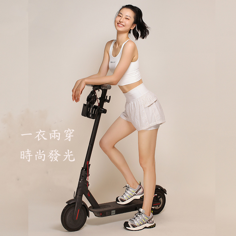 Queen Yoga假兩件防走光運動短褲