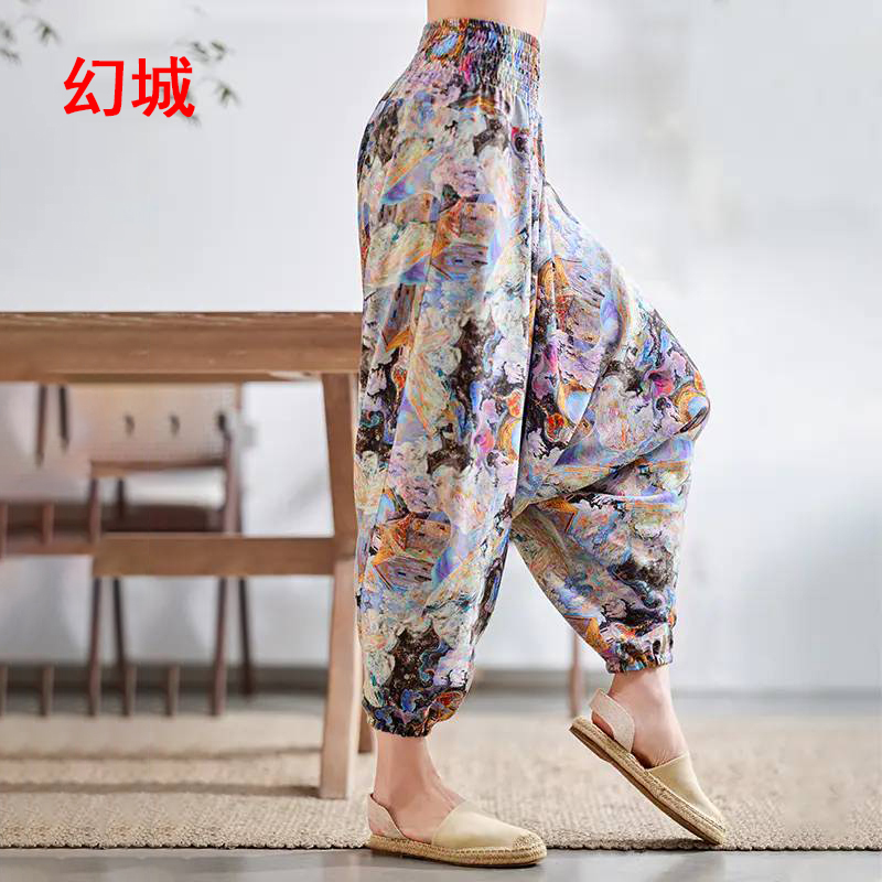 QUEEN YOGA新款禪風絲麻九分褲(點選顏色再選尺寸，會出現對應的模特圖)