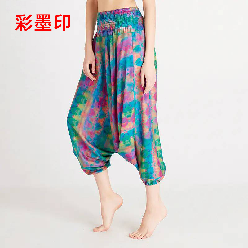 QUEEN YOGA新款禪風絲麻九分褲(點選顏色再選尺寸，會出現對應的模特圖)