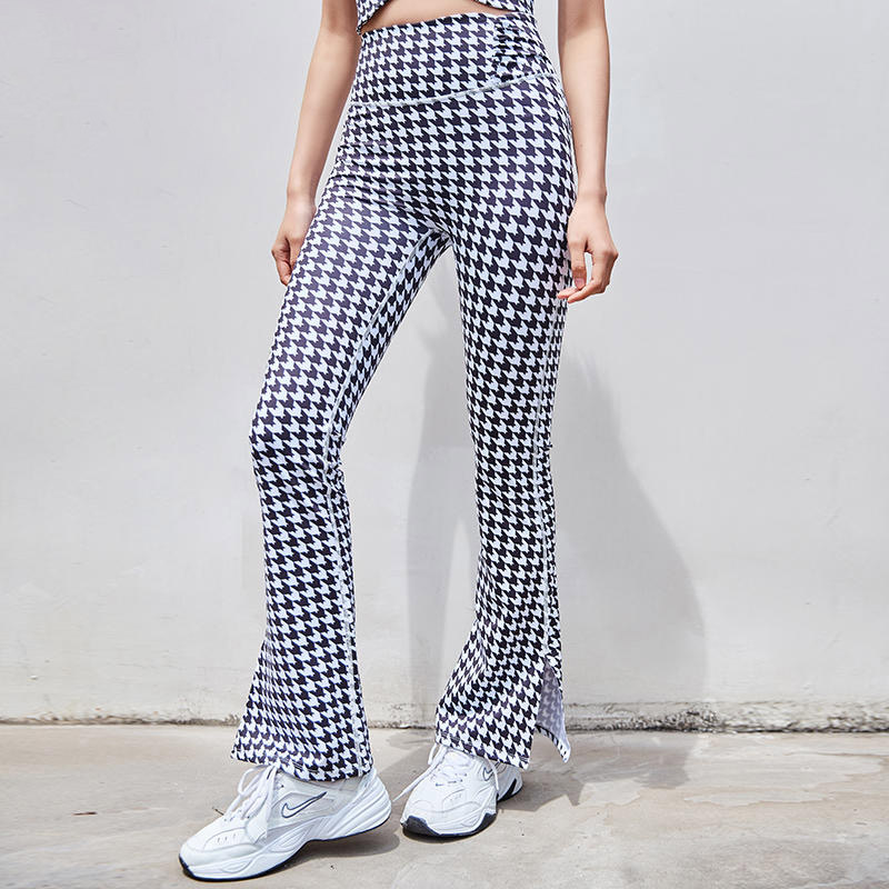 QUEEN YOGA 千鳥格復古時尚套裝(附可拆卸胸墊)