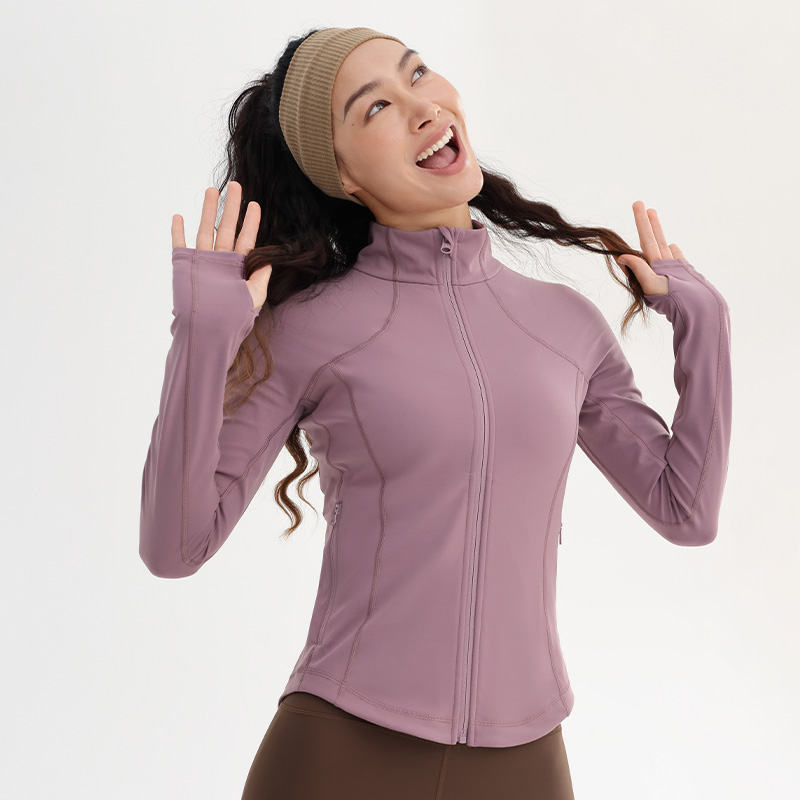 QUEEN YOGA瑜伽外套祼塑修身顯瘦材質拉鏈運動瑜伽外套