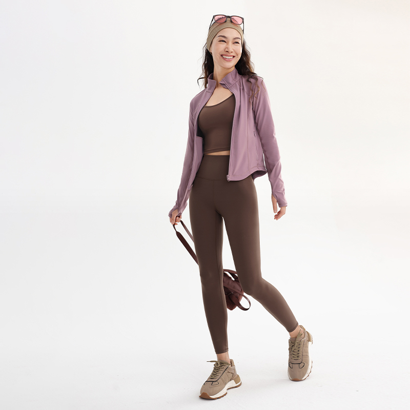 QUEEN YOGA瑜伽外套祼塑修身顯瘦材質拉鏈運動瑜伽外套