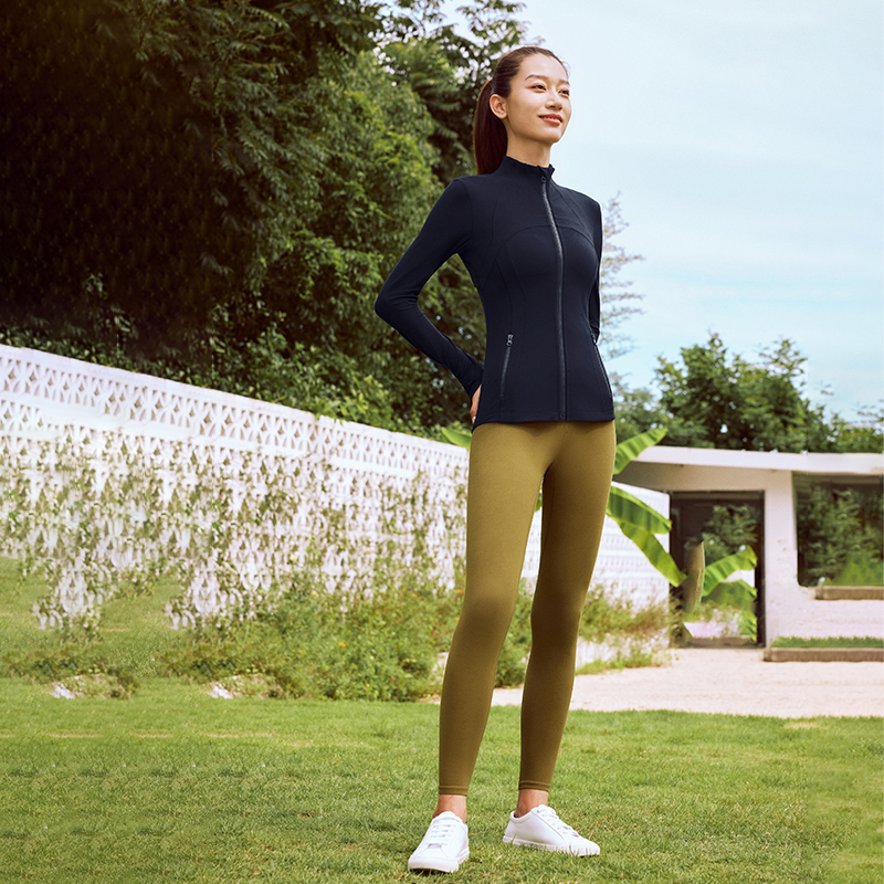 QUEEN YOGA瑜伽秋冬運動修身高端氣質瑜伽服塑形長款外套