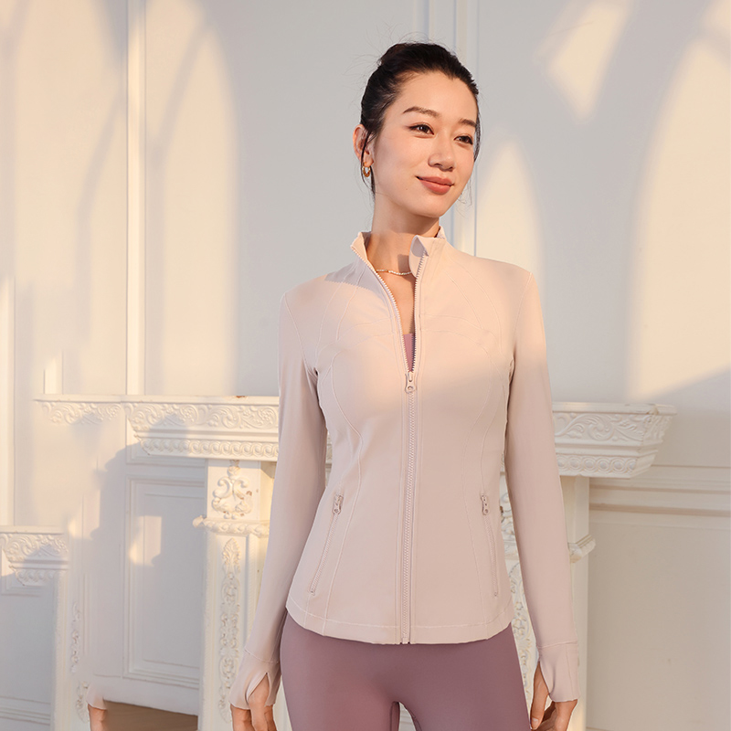 QUEEN YOGA瑜伽秋冬運動修身高端氣質瑜伽服塑形長款外套
