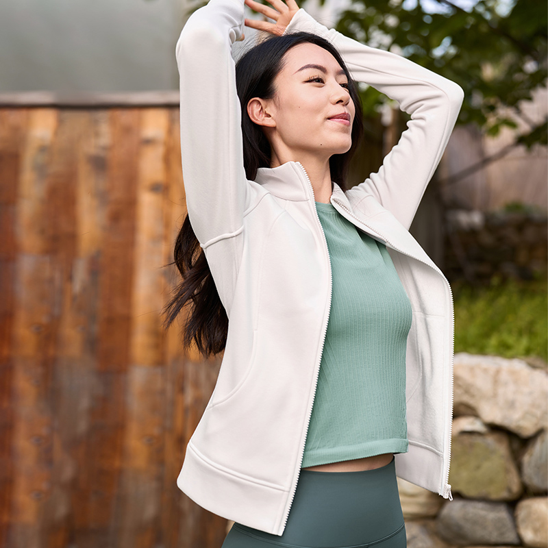 QUEEN YOGA瑜伽暖絨休閒拉鏈高領開衫衛衣防風保暖外套