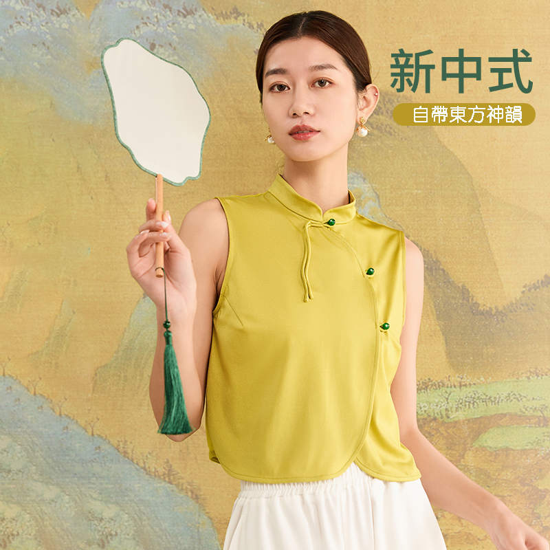 QUEEN YOGA瑜伽時尚古典新中式立領蕾絲美背外搭罩衫（無胸墊款）