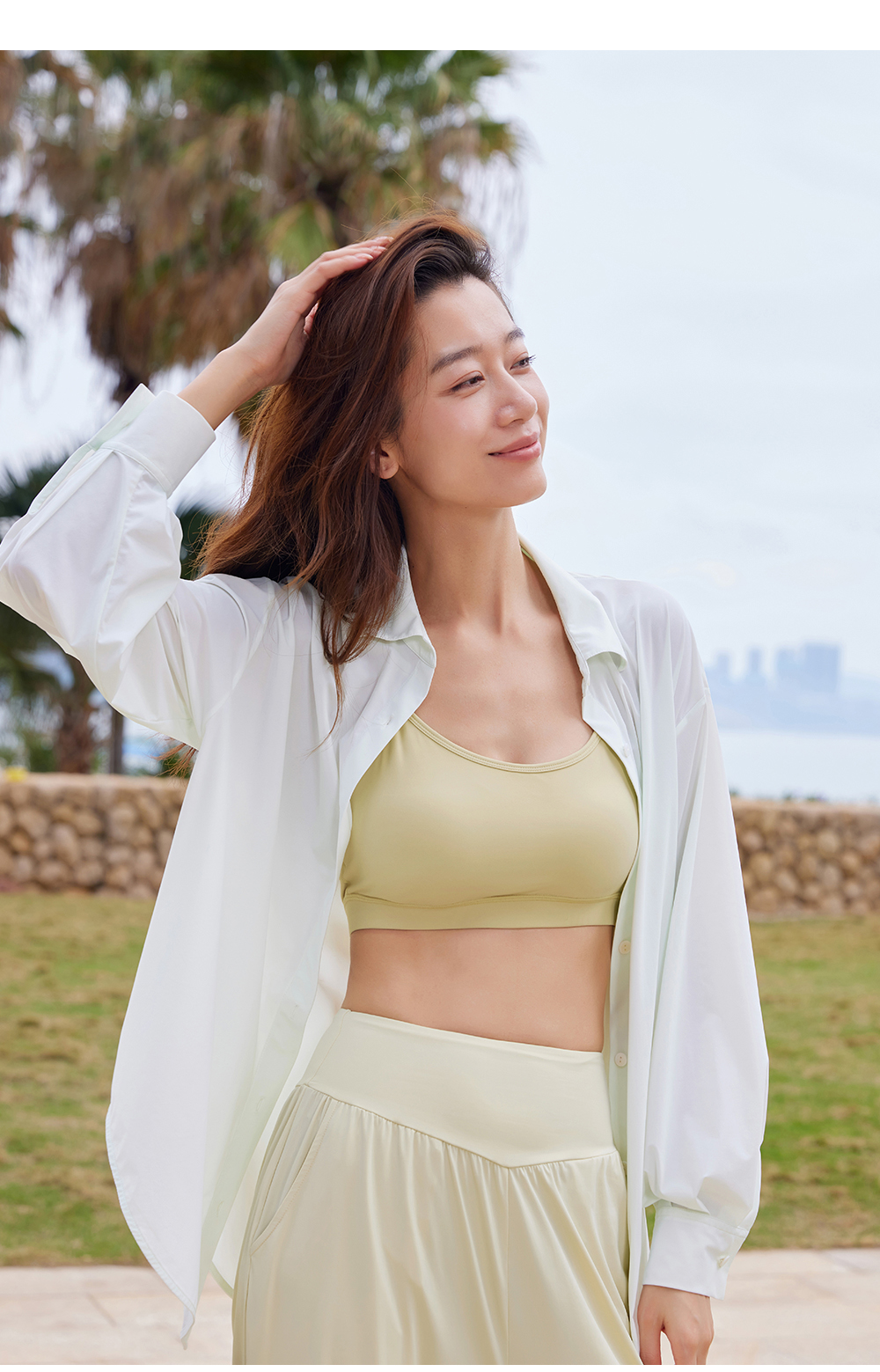 QUEEN YOGA瑜伽基礎款輕薄防曬長袖襯衫運動戶外寬鬆上衣