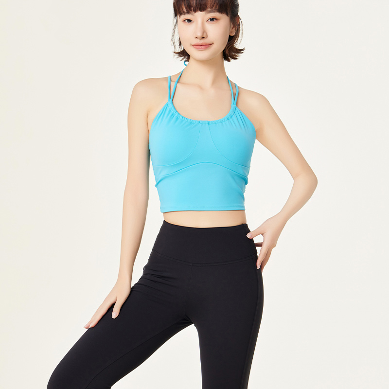QUEEN YOGA 繫脖交叉吊帶運動瑜珈背心(附可拆卸式胸墊)