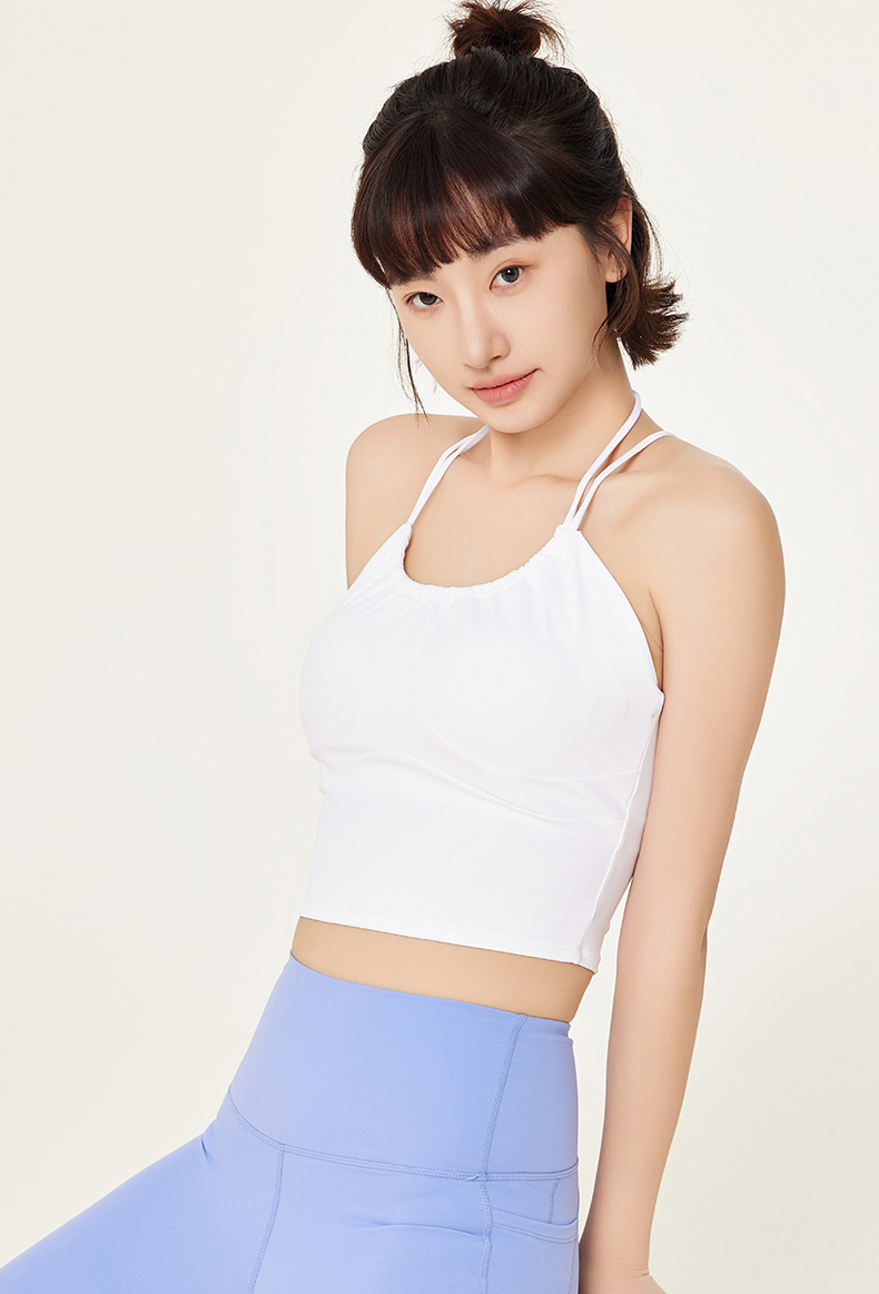 QUEEN YOGA 繫脖交叉吊帶運動瑜珈背心(附可拆卸式胸墊)