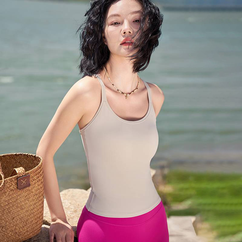 QUEEN YOGA新款專業高端背心健身運動背心小可愛（固定一體杯）