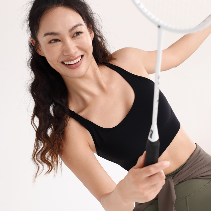 QUEEN YOGA瑜伽圓領鐳射運動健身跑步外穿一體杯美背BRA內衣小可愛（固定一體杯）