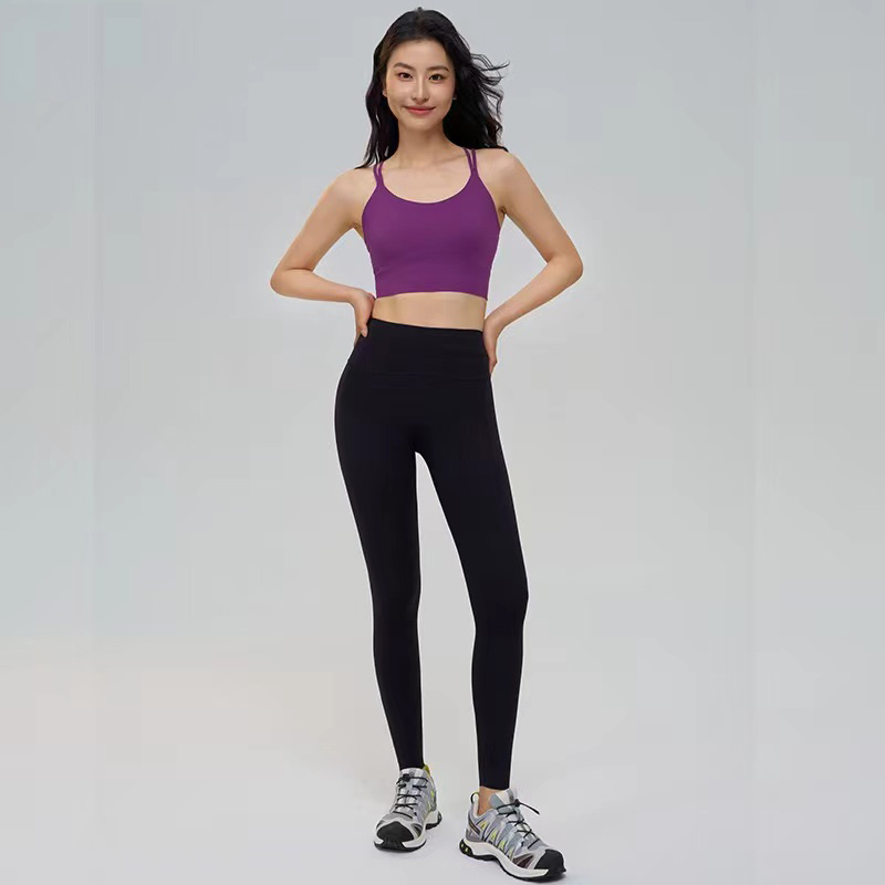 QUEEN YOGA萊卡交叉美背防震一體杯運動瑜珈BRA（內含胸墊）