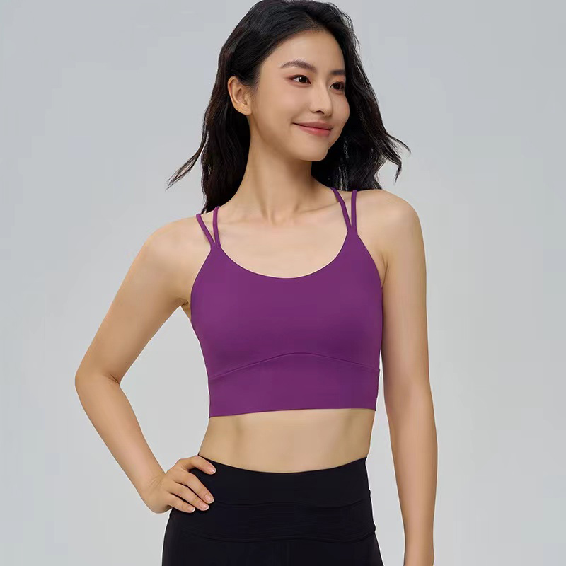 QUEEN YOGA萊卡交叉美背防震一體杯運動瑜珈BRA（內含胸墊）