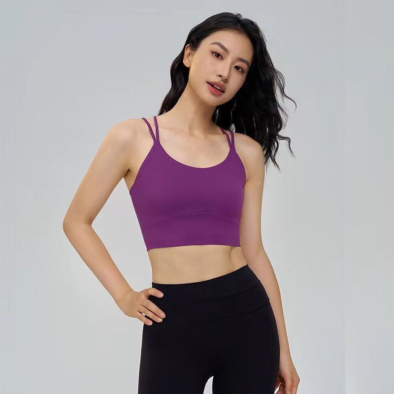 QUEEN YOGA萊卡交叉美背防震一體杯運動瑜珈BRA（內含胸墊）