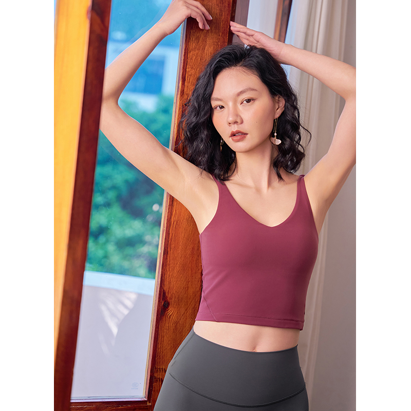 QUEEN YOGA瑜伽專業高端運動背心健身上衣小可愛（內含胸墊）