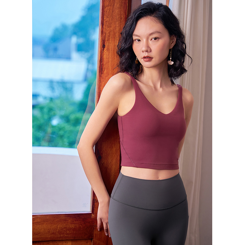 QUEEN YOGA瑜伽專業高端運動背心健身上衣小可愛（內含胸墊）