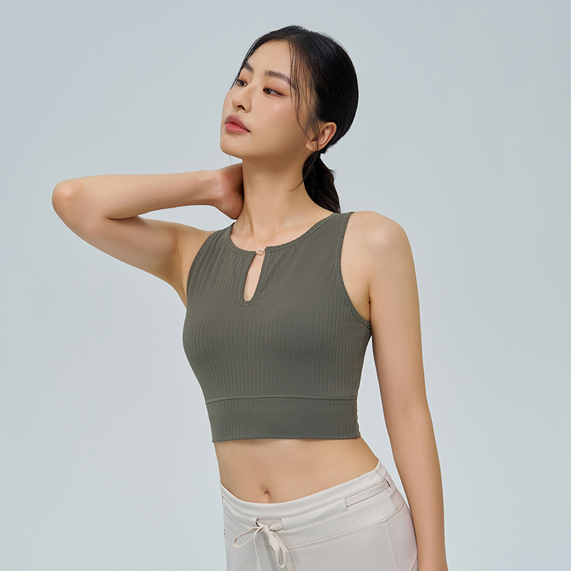 QUEEN YOGA一體式圓領運動瑜珈背心(固定一體式胸墊)