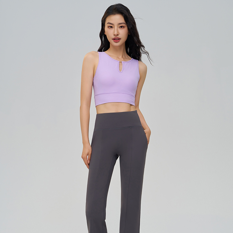 QUEEN YOGA一體式圓領運動瑜珈背心(固定一體式胸墊)