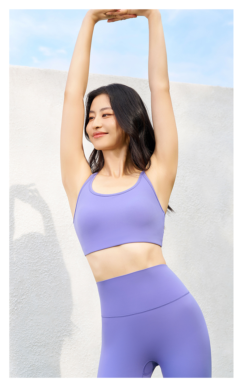 QUEEN YOGA圓領交叉包裹感運動瑜珈BRA(固定一體式胸墊)