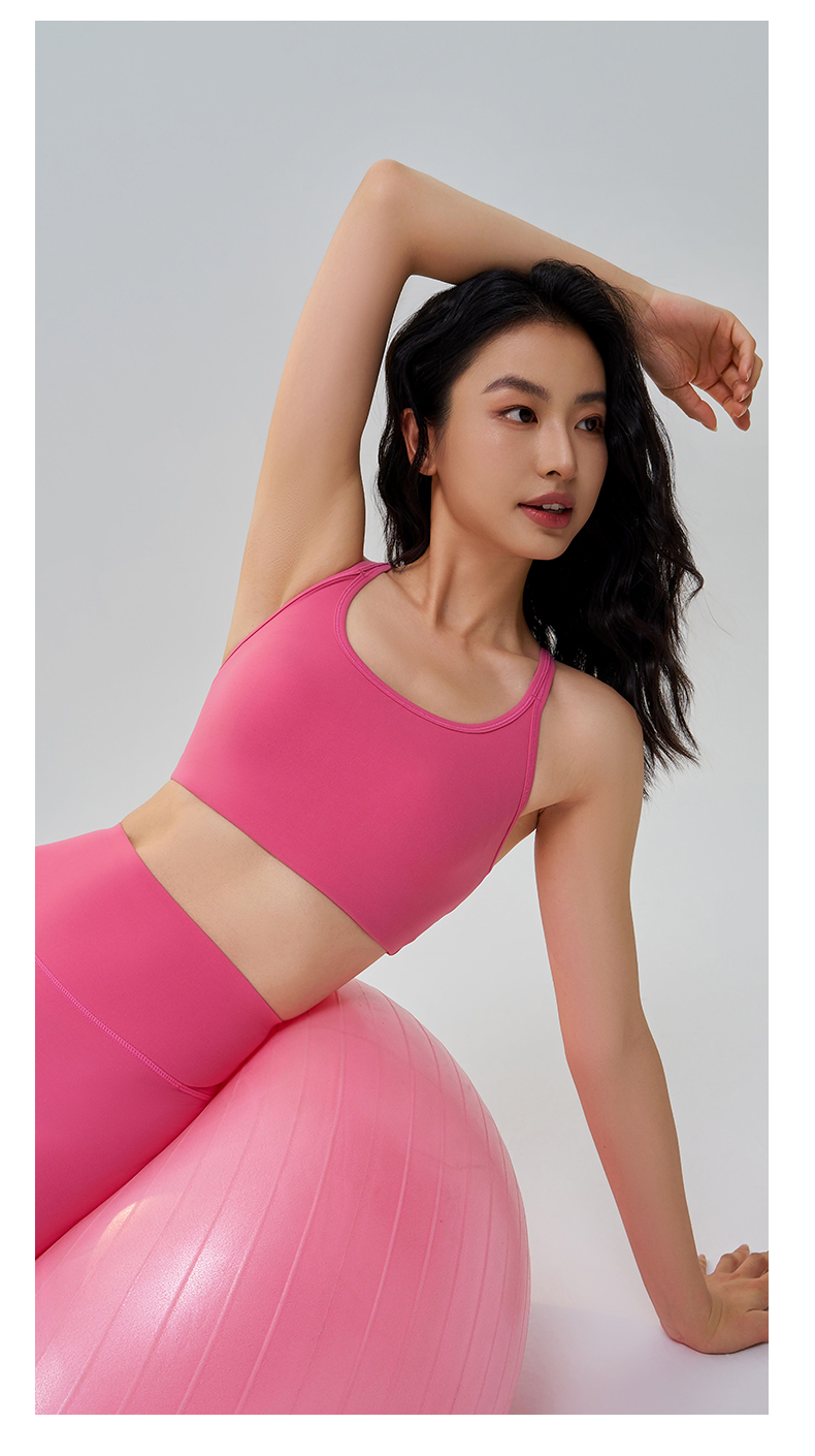 QUEEN YOGA圓領交叉包裹感運動瑜珈BRA(固定一體式胸墊)