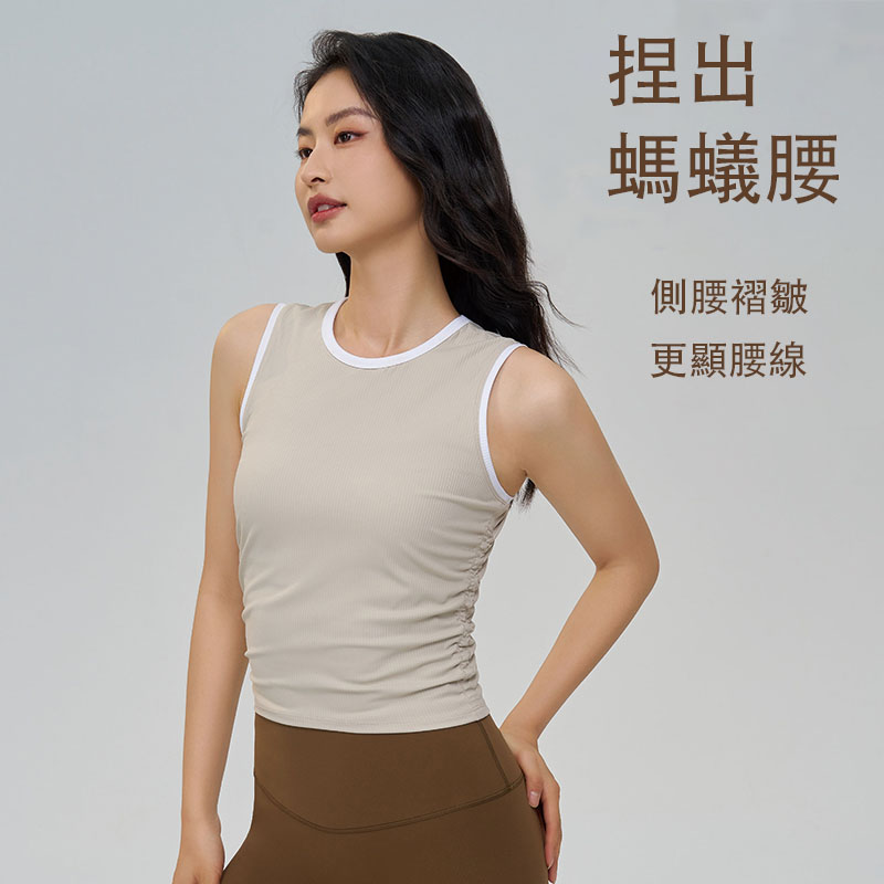 QUEEN YOGA美式時尚圓領運動瑜珈背心(無胸墊款)