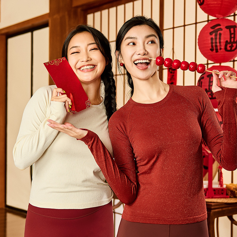QUEEN YOGA瑜伽圓領簡約透氣時尚大方運動戶外一體織長袖上衣（無胸墊款）