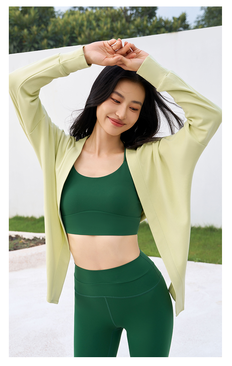 QUEEN YOGA交叉綁帶開衩設計簡約長袖
