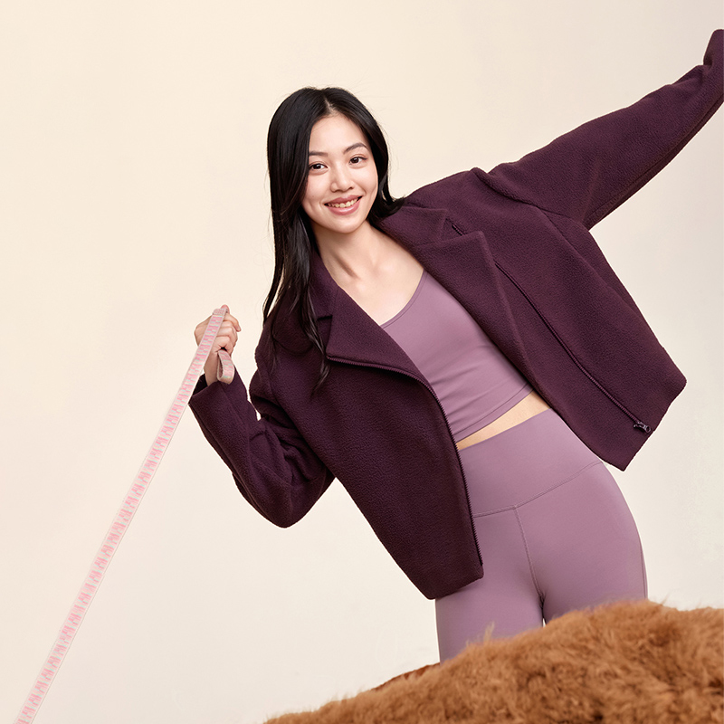 QUEEN YOGA瑜伽時尚運動泰迪絨短款休閒秋冬外套