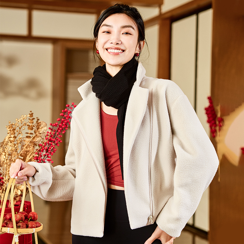 QUEEN YOGA瑜伽時尚運動泰迪絨短款休閒秋冬外套