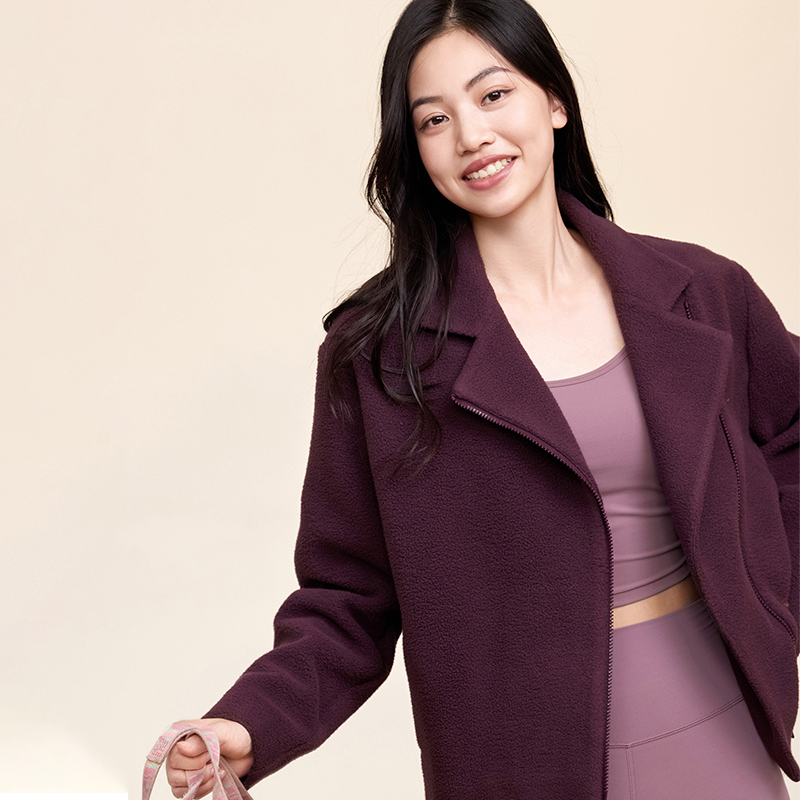 QUEEN YOGA瑜伽時尚運動泰迪絨短款休閒秋冬外套