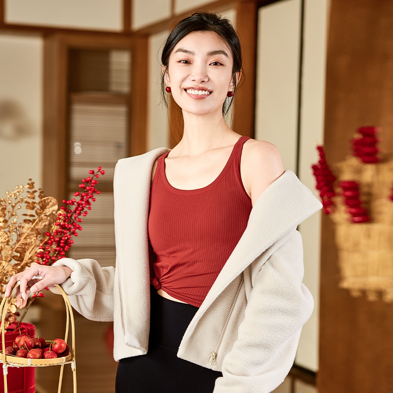 QUEEN YOGA瑜伽時尚運動泰迪絨短款休閒秋冬外套