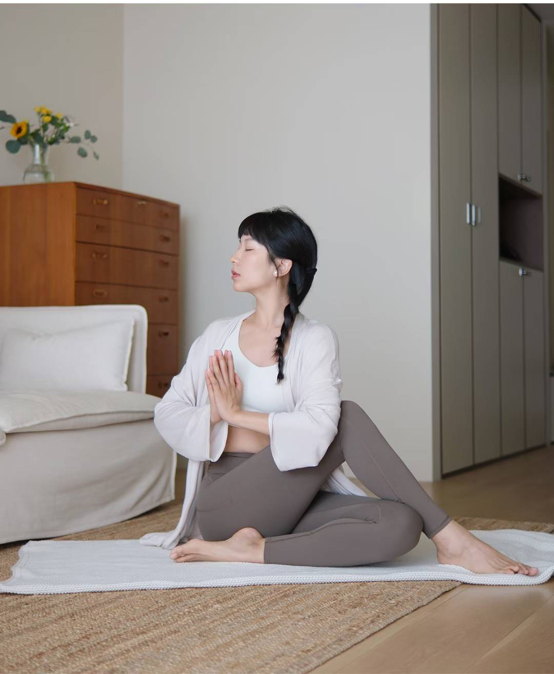 QUEEN YOGA瑜伽中長款基礎簡約氣質寬鬆羊毛長袖外搭外套