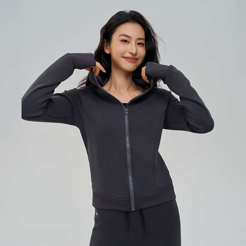 QUEEN YOGA連帽拉鍊抗皺運動外套