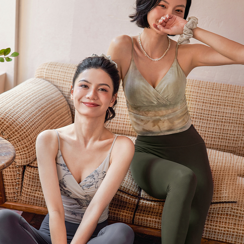 QUEEN YOGA瑜伽性感專業高端時尚瑜伽運動背心（內含胸墊）