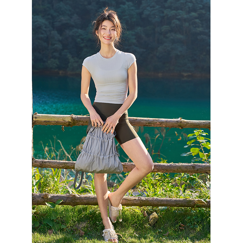 QUEEN YOGA瑜伽束口袋雙肩包大容量運動防水收納包輕便旅行抽繩折疊包