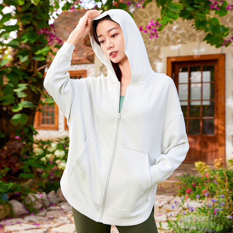QUEEN YOGA瑜伽服輕薄好穿時尚休閒戶外寬鬆長袖連帽外套