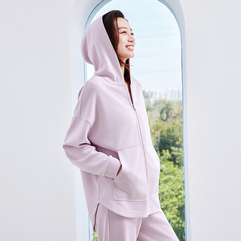 QUEEN YOGA瑜伽服輕薄好穿時尚休閒戶外寬鬆長袖連帽外套