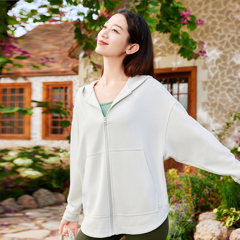 QUEEN YOGA瑜伽服輕薄好穿時尚休閒戶外寬鬆長袖連帽外套