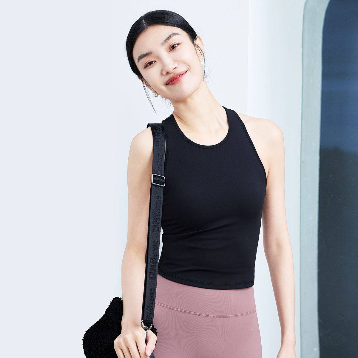 QUEEN YOGA瑜伽服工字背心運動健身外穿背心小可愛（固定一體杯）