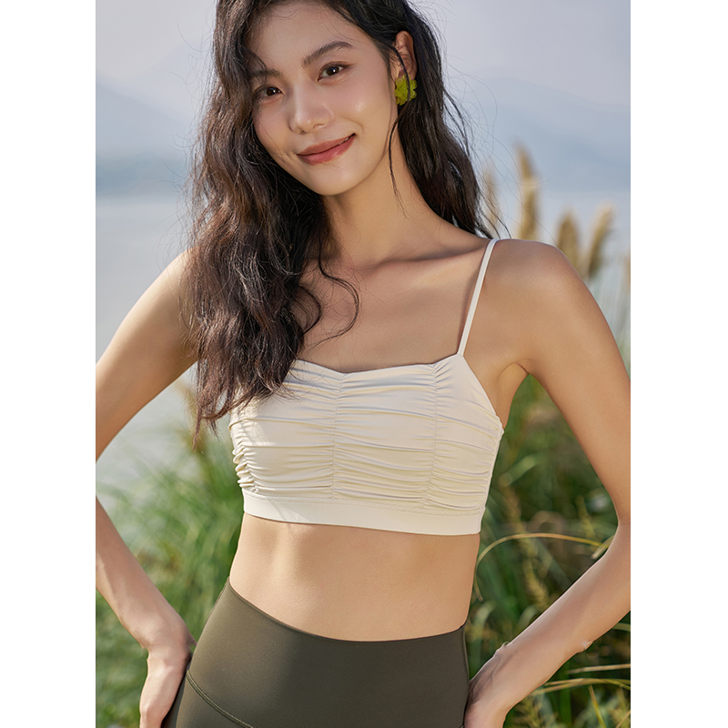 QUEEN YOGA萊卡簡約抽皺運動瑜伽Bra(附贈可拆卸式胸墊)