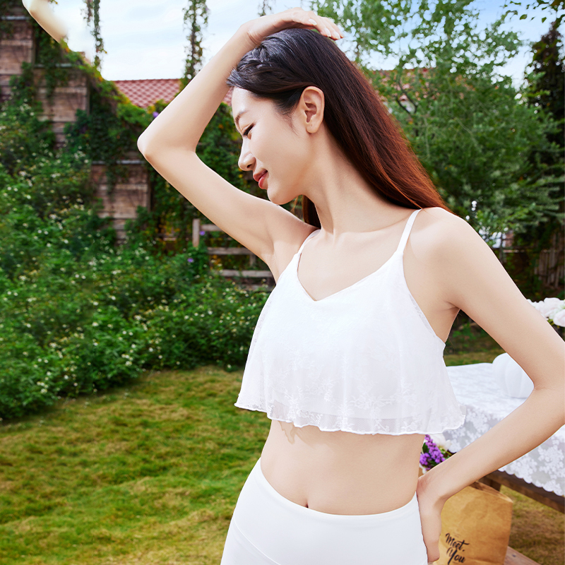 QUEEN YOGA瑜伽服優雅性感甜美蕾絲運動健身上衣BRA內衣小可愛一體成型（固定一體杯）