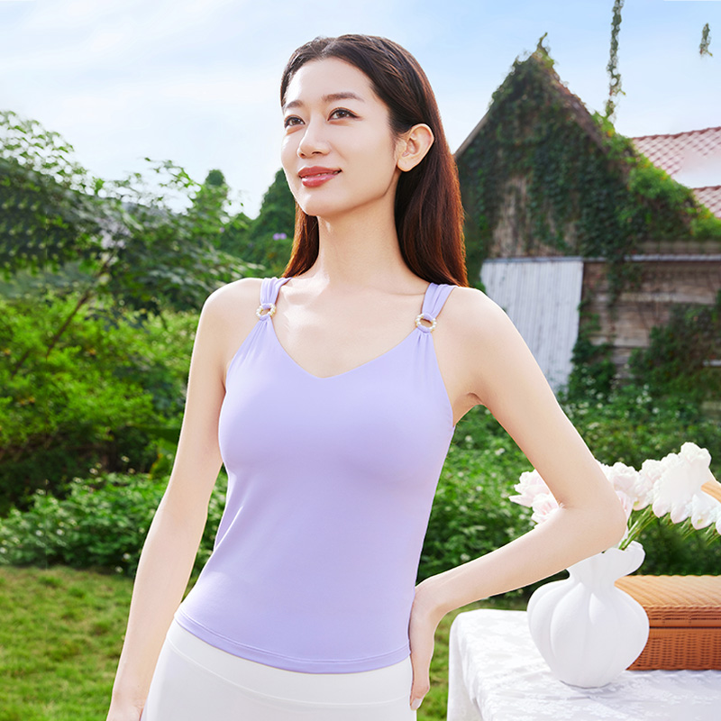 QUEEN YOGA瑜伽服運動健身運動背心小可愛一體成型杯（固定一體杯）