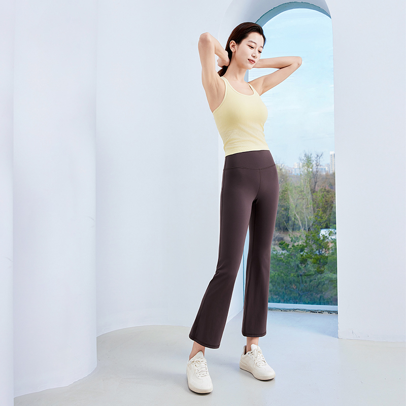 QUEEN YOGA瑜伽服運動休閒戶外簡約時尚高腰直筒顯瘦微喇叭褲