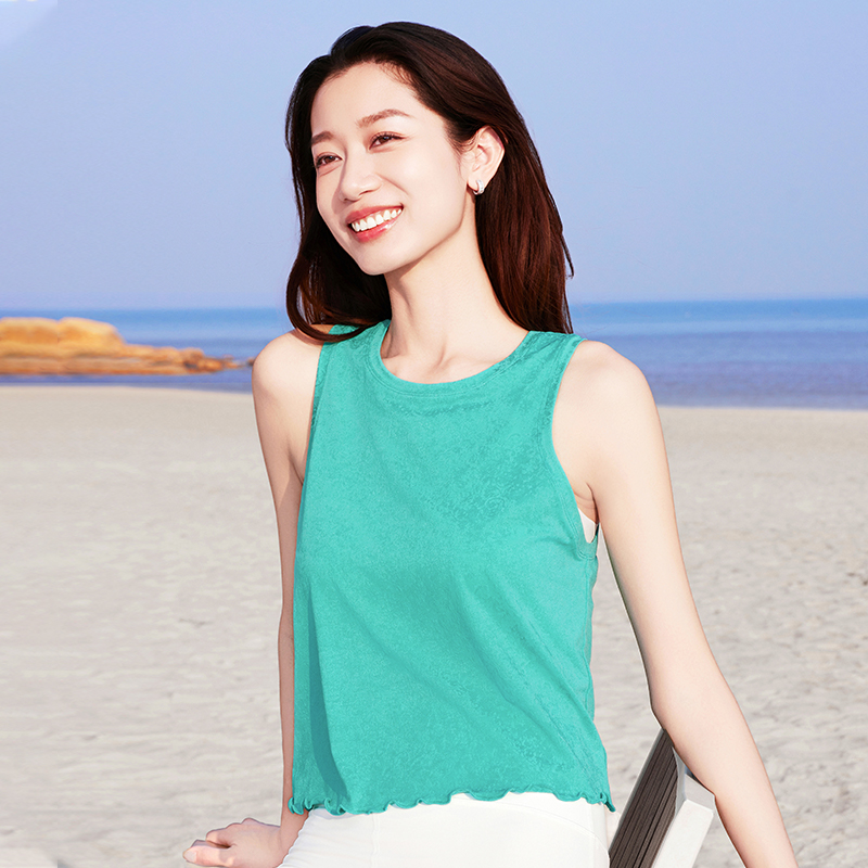 QUEEN YOGA瑜伽服優雅運動木耳邊無袖健身運動外搭罩衫（無胸墊款）