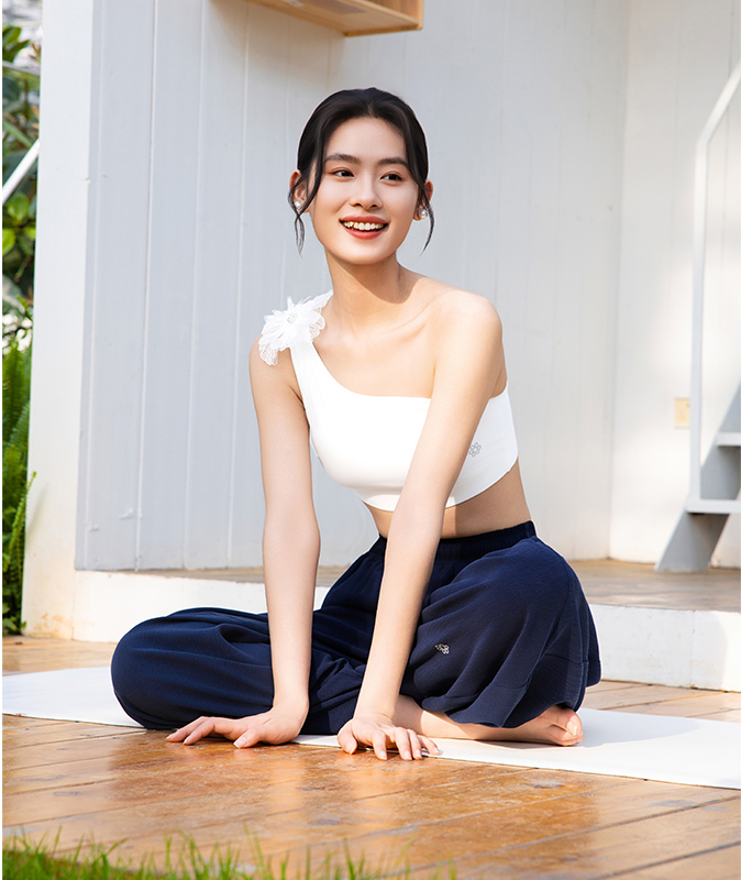 QUEEN YOGA瑜伽服新中式休閒垂感經典簡約禪風寬鬆闊腿褲
