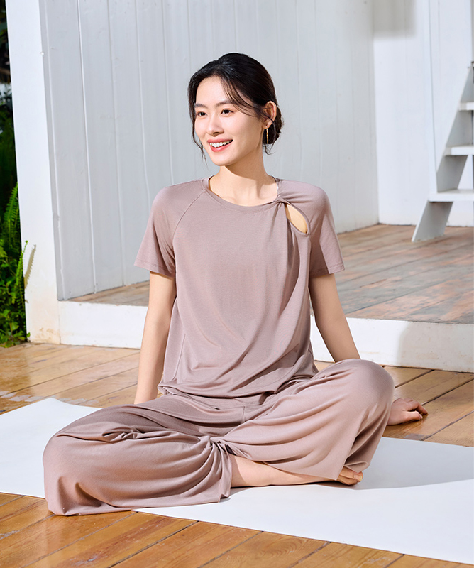 QUEEN YOGA瑜伽服休閒運動莫代爾高腰顯瘦直筒微喇垂感闊腿長褲