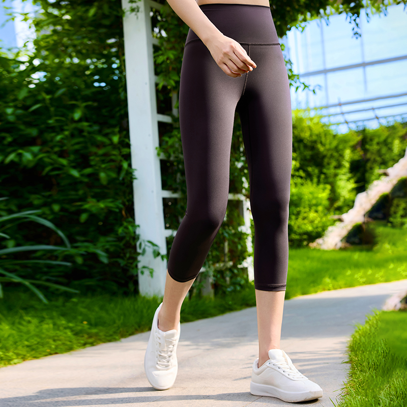 QUEEN YOGA瑜伽服休閒運動跑步健身簡約高腰顯瘦基礎外穿瑜伽七分褲